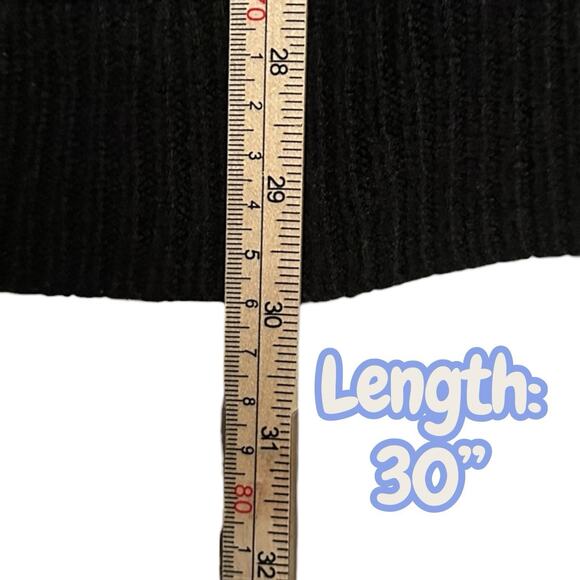 H&M Black White Jacquard Knit Open Front Longline Cardigan Women’s S Aztec - Picture 8 of 9